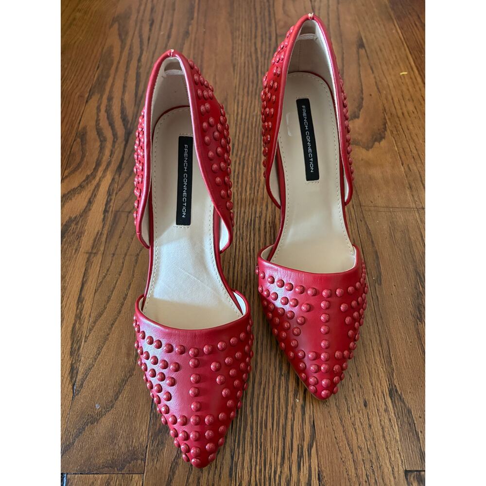 French Connection Red Women's Forever Studded Two-Piece Pumps NWOT